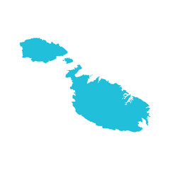 Fototapeta premium Map of Malta, sign silhouette. World Map Globe. Vector Illustration isolated on white background. Europe continent.
