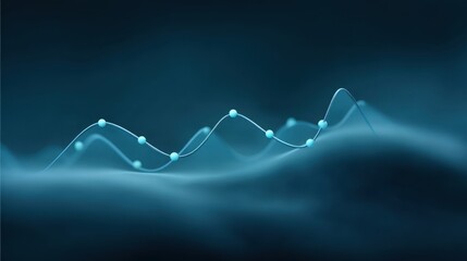 Abstract digital wave with soft blue particles creating a smooth flow on a dark background representing technology and data visualization concepts