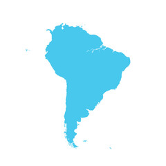 Obraz premium Map of South America, sign silhouette. World Map Globe. Vector Illustration isolated on transparent background. Latin American continent.