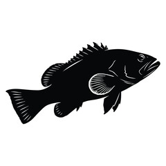 Silhouette of a fish, a common depiction of aquatic life and sea creatures