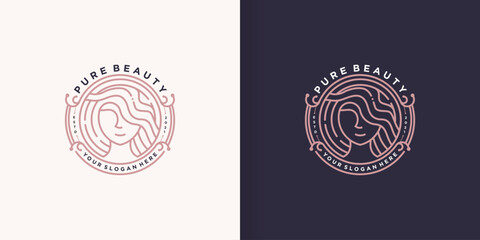 Woman beauty logo with creative line art style Premium Vector part 1