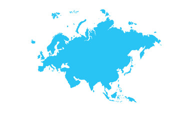 Map of Eurasia, sign silhouette. World Map Globe. Vector Illustration isolated on transparent background. Europe and Asia continent.