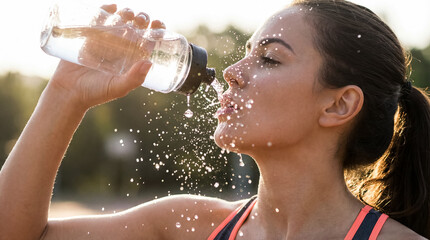 Quenching thirst with cascading coolness a refreshing pause during late afternoon exercise