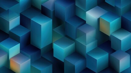 Fototapeta premium Abstract geometric design featuring three-dimensional cubes in shades of blue, creating a visually striking background pattern for creative projects