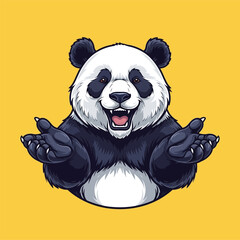 Cartoon Panda Bear with Open Arms and Smiling Face Illustration.
