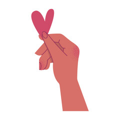 Fototapeta premium Vector Hand holding heart. Cute gesture collection for love, support, charity, kindness, Valentine’s themes, stickers, and greeting designs. Cartoon set of hands for Valentine's Day.