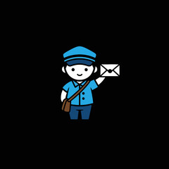 Cute Cartoon Postman Delivering Mail with a Friendly Smile.