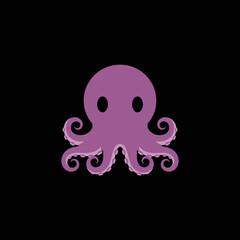 Cute Purple Octopus Cartoon Illustration with Big Eyes.
