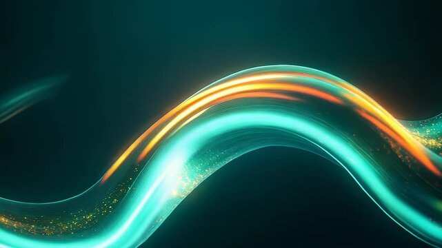 Abstract digital wave of energy flow and light particles