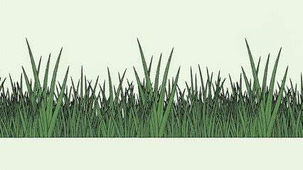 Fototapeta premium Clean Stylized Vector Illustration of Seamless Lush Grass Border for Digital Design