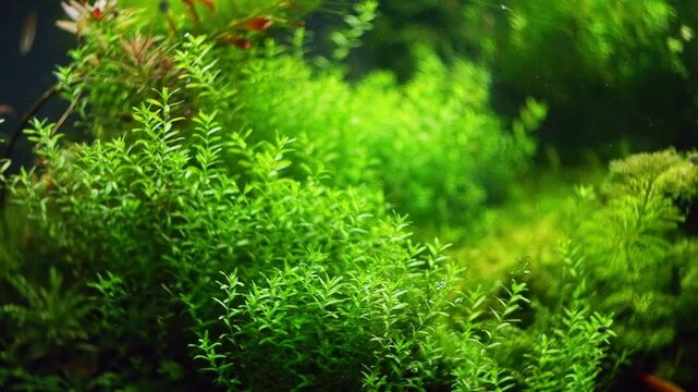 Micranthemum glomeratum, Alternathera reineckii oxygenate air bubble, Amano style aquascape aquadesign, LED light planted vegetation pearling, aquafarm cultivation, bokeh blur background, mental relax