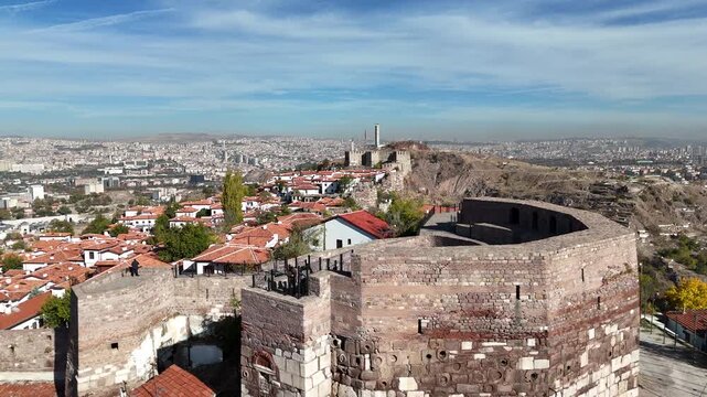 Historic Ankara Castle and panoramic city view of Ankara Turkey