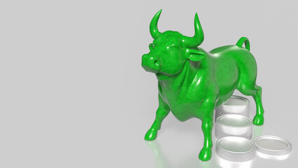 Green Bull Market Growth Symbol 3d render.
