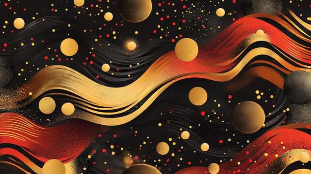 Abstract gold and red waves flowing background design