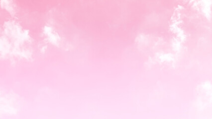 Soft pink pastel sky with white fluffy cloud. Wedding anniversary, Romance, Love, Valentine and Celebration background concept.