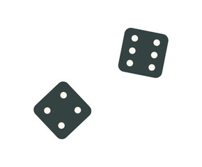 Flat dice cubes on table. Gaming die for boardgame fun and entertainment. Essential in hobby and party games, these cubes offer a playful experience for players, perfect leisure activities.