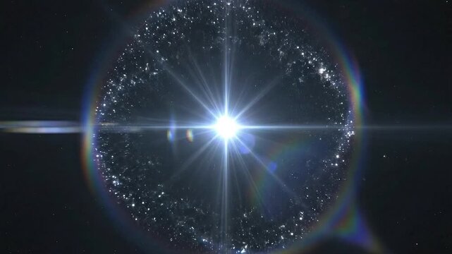 Dazzling Celestial Star Exploding with Radiant Light and Cosmic Dust in Deep Space Galaxy