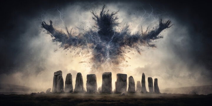 Storm Spirit Rising Above Ancient Stone Circle