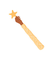 Flat icon of a hand holding a star. Isolated symbol for rank and satisfaction. Perfect for feedback, positive customer review, or business client service themes.