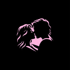 simple vector silhouette couple kissing romance	
