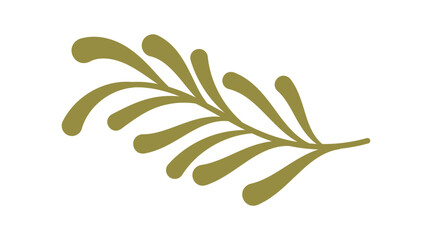 Flat green eco mistletoe branch in graphic holiday style. Winter plant decor and christmas ornament for gift or kraft box. Seasonal branch for festive winter decor and holiday backgrounds.