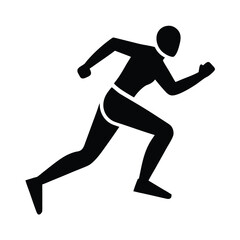 Running man athlete sprint icon solid minimalist vector illustration