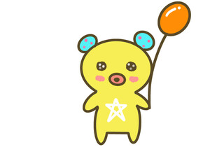 Cute Colorful Alien Character, Kawaii Space Illustration