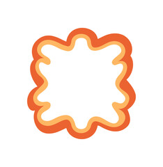 Groovy retro frame shape with bold wavy outline creates a cartoon border element. Y2k style bubble edge blends graphic form with a playful background for cool pop art themes.