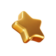 Luxury golden 3D star vector with shiny metal texture. Render of isolated gold star for review, award, feedback, decoration, quality badge, premium gift, trophy, achievement design. Realistic icon