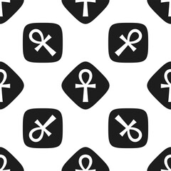 Ankh Cross Diagonal Squircle Repeating Pattern