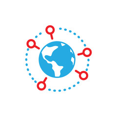 vector flat design icon of global network business or global communication.