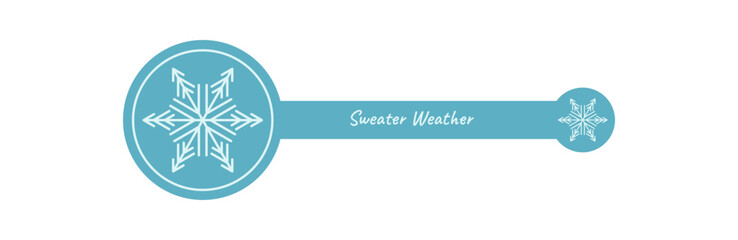 Blue outline snowflake sticker label as winter decoration for box lid or package. Snow flake seal and white xmas element for holiday gift. Clean seasonal accent product packaging.