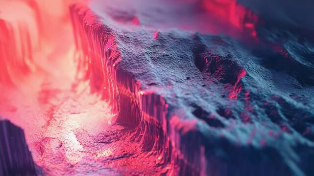 Abstract terrain forming glowing canyon landscape