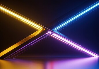 A glowing abstract digital concept revealing a new project with bright energetic beams and reflective metallic surfaces for a major debut event, futuristic, clean, bright