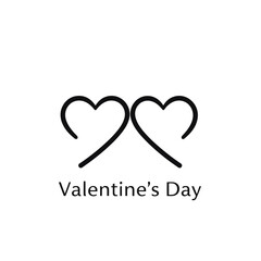 Two minimalist black heart outlines forming a single shape, with the text 