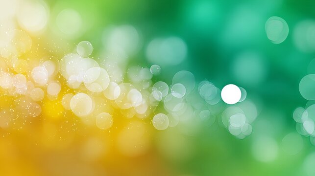 A festive and colorful abstract background with yellow-green gradient and bokeh light effect