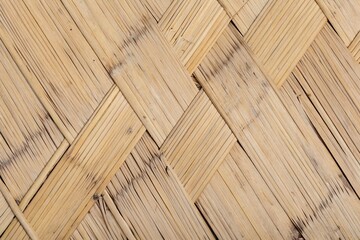 Woven Bamboo Texture - Seamless Diagonal Herringbone Light Natural Weave Background