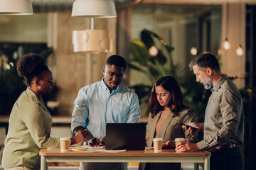 Diverse business team collaborating during an office meeting