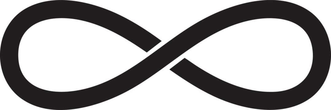 Clean graphic of an infinity symbol in black. Represents concepts of eternity, limitlessness, and connection
