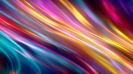 Vibrant abstract background featuring flowing waves of neon light in various colors