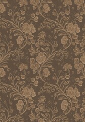 Seamless vintage floral pattern background with delicate blooming flowers and swirling leaves in subtle, classic colors, floral, spring, botany
