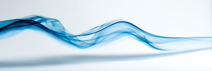Naklejka premium Elegant abstract wave of blue smoke or ink flowing smoothly against a clean white background creating a soft motion effect