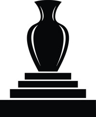 Fototapeta premium Simple silhouette of an ancient Greek amphora vase displayed on tiered steps