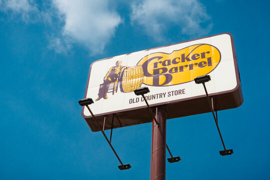 The Road Sign of a Cracker Barrel Old Country Store in Lee's Summit, Missouri in August 2025