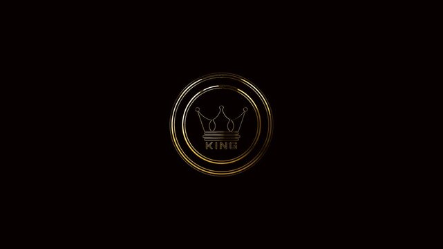 golden king crown logo on black background