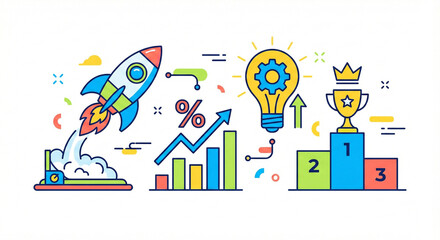 Visual Collection of Business Strategy, Financial Analysis, and Global Data Technology