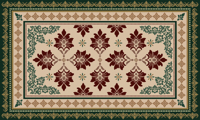 Damask rug pattern, carpet design. rug pattern Boho tribal texture,carpet pattern floral.motif,grometric. Rug design elegance, decor living dining room,bedroom. Woven carpet illustration.damask flora