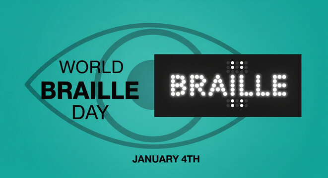 World braille day january 4th graphic design celebrating awareness for visually impaired people and reading system - Powered by Adobe