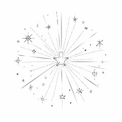Elegant celestial starburst design in black and white perfect for festive greetings