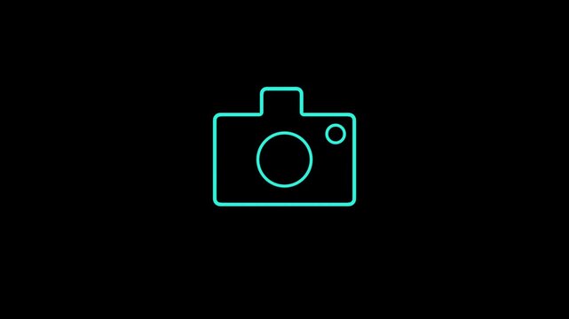 Digital Camera Photography Capture Moment Shoot Photo Video Line Icon Animated Motion Graphic Element Transparent Background